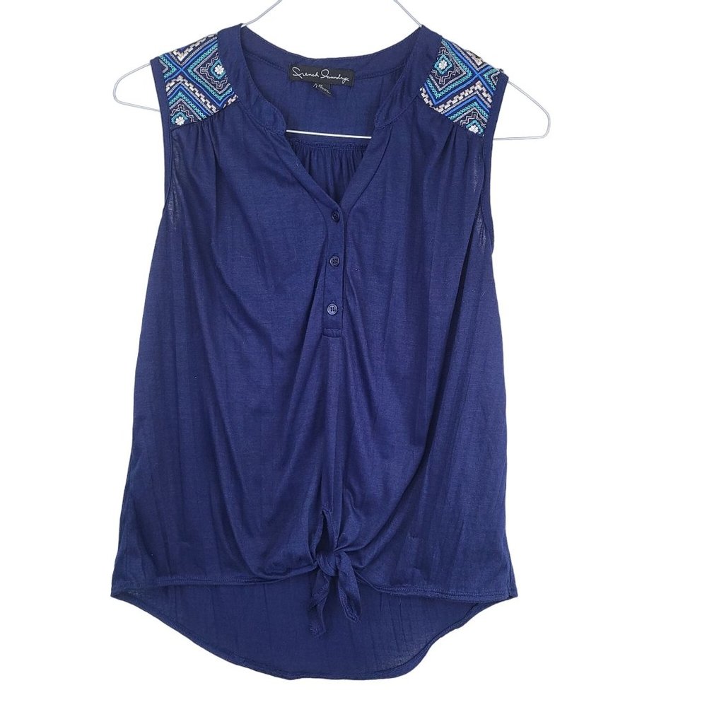 French Laundry Womens Sleeveless Top Blouse Size M blue Shirt Casual